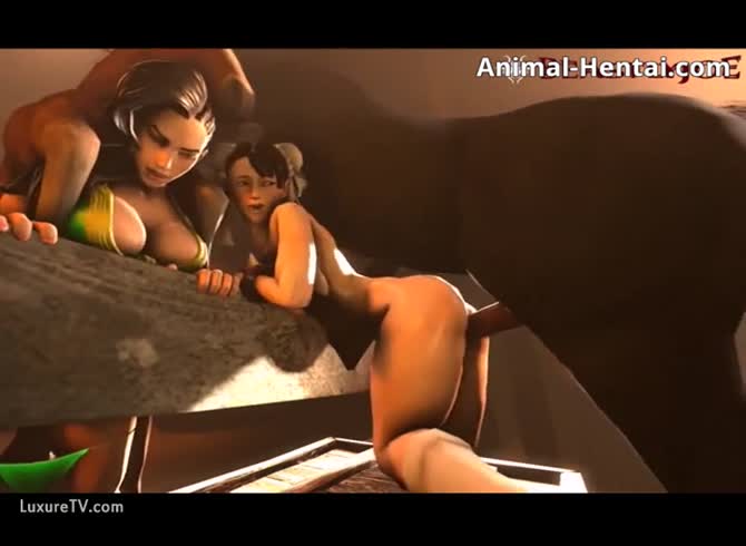 Video :Two girls having animal group sex with horses